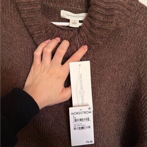Treasure & Bond Brown V-Neck Knit Sweater